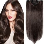 Extensiones de Clip de Pelo Natural Remy Castaño Oscuro