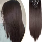 Extensiones de Cabello 8 Piezas 18 Clips Larga Recta 58cm Marron oscuro