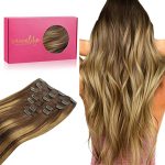 WENNALIFE Extensiones Clip Pelo Natural, 35cm 120g 7 Piezas, Balayage Marrón