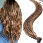 Extensiones de Queratina de Pelo Natural Castaño Medio Rubio Oscuro 40cm