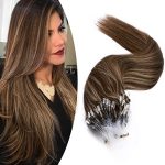 Extensiones Micro Ring Pelo Natural Mechas Castaño Chocolate y Rubio Oscuro 55 cms 50g