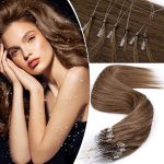 Micro Ring Extensiones de Pelo Natural Castaño Claro 100% Remy Cabello Humano