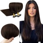 RUNATURE Extensiones Queratina Cabello Humano Marron Oscuro 45cms 50g